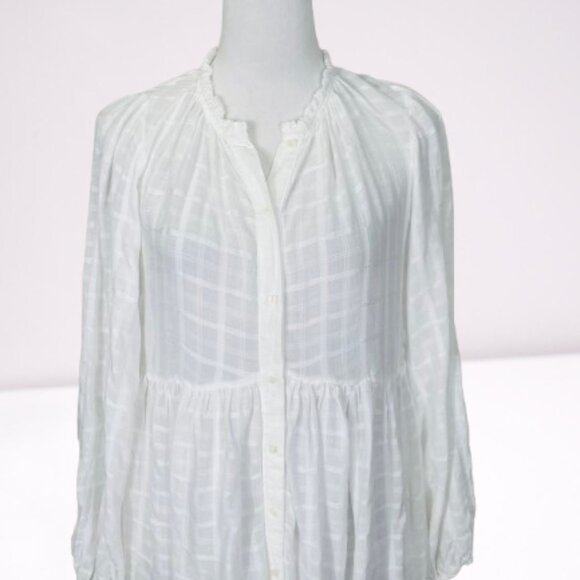 Free People NWOT Gauze Edie Plaid Button Front Maxi Dress Size XS White - Picture 9 of 13